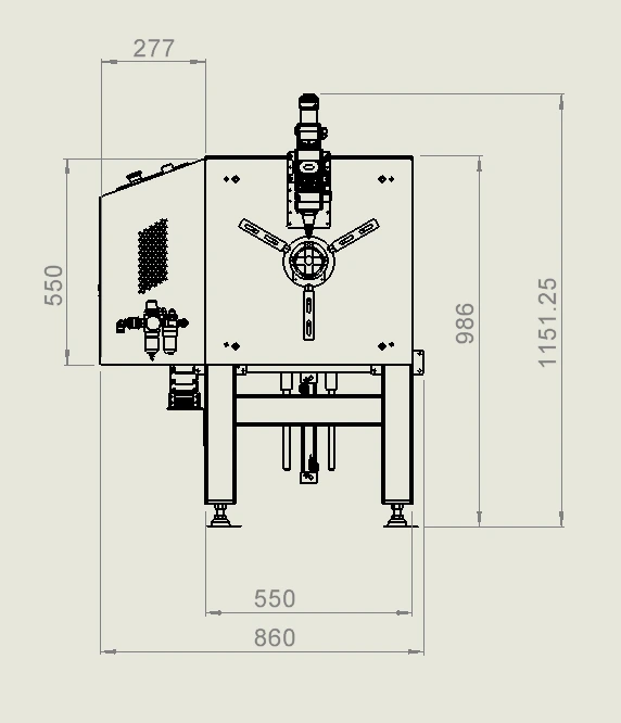 Maßzeichnung der wirtschaftlichen Rohrschneidemaschine TY-S60 und TY-S100 von vorne