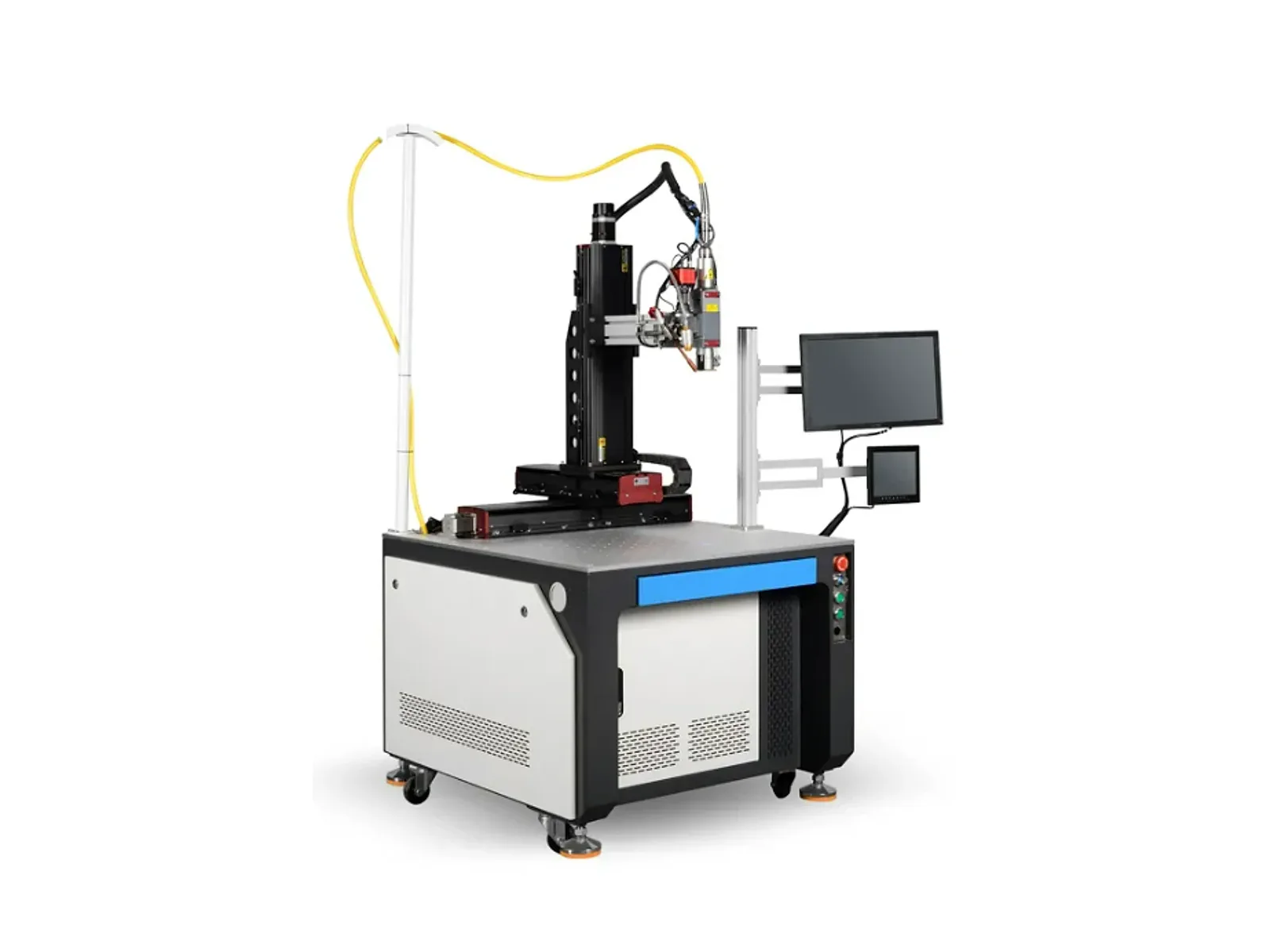 Vierachsige automatische Laserschweißmaschine mit geschlossenem Unterbau und gekoppelter Bewegungsbühne