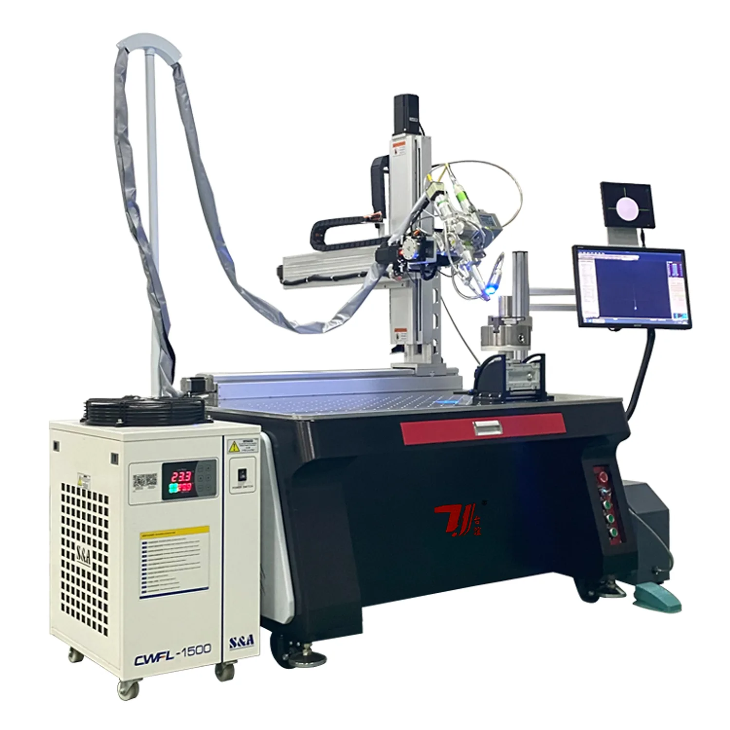 Fünf-Achsen-Automatik-Laserschweißmaschine mit CCD-Display, Drehvorrichtung und Wasserkühler